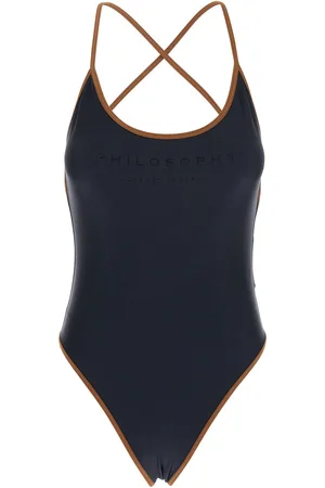 Serafini Costume With Crossed Straps And Lettering Logo In Tech Fabric Woman