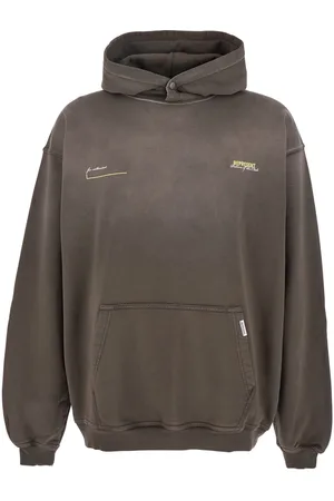 Represent Patron Of The Club Olive Hoodie With Front And Back Logo Print In Cotton Man