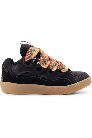 Lanvin Curb Leather, Suede And Mesh Sneakers