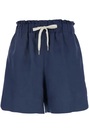 ELEVENTY Blue Shorts With Drawstring At The Waist In Linen Woman
