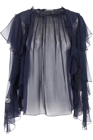 Alberta Ferretti Shirt With Ruffle Detail In Silk Chiffon Woman