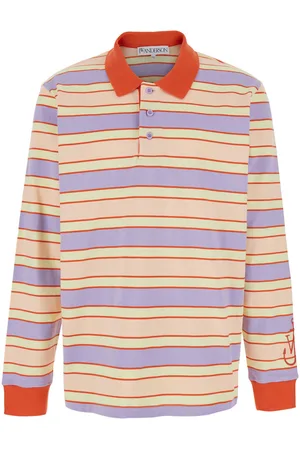 J.W.Anderson J. W. Anderson Polo Shirt With Logo Embroidery On The Sleeve And All-over Striped Motif In Cotton Man