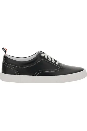 Thom Browne Heritage Sneakers With Logo Tab On Heel In Leather Man