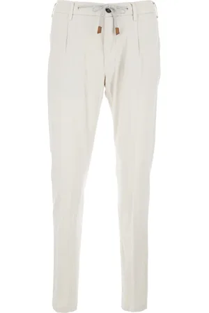 ELEVENTY White Drawstring Waist Pants In Cotton Man