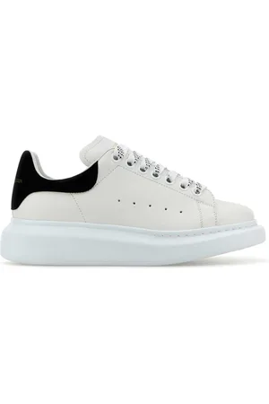 Alexander McQueen White Leather Sneakers With Black Suede Heel