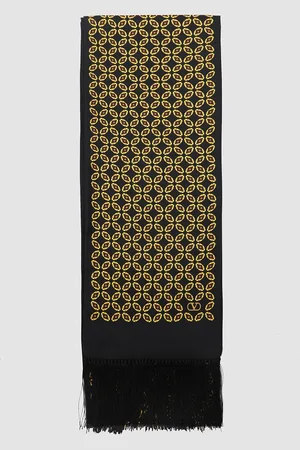 VALENTINO GARAVANI Black And Gold Silk Scarves