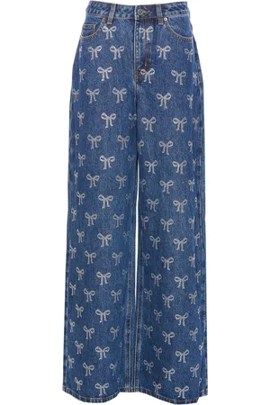 Self-Portrait Rhinestone Bow Denim Jeans