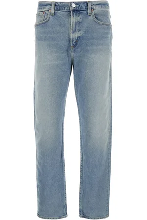 AGOLDE Curtise Light Blue Five-pocket Jeans With Distress Look In Cotton Man