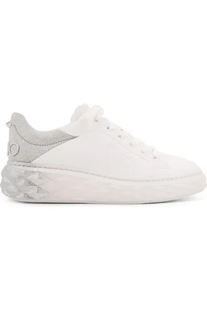 Jimmy Choo Diamon Maxi Leather Sneakers With Glitter Detail