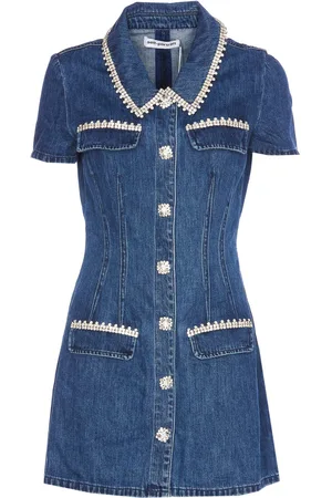 Self-Portrait Denim Collar Mini Dress