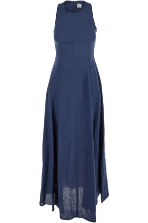ELEVENTY Blue Long Sleeveless Dress In Linen Woman