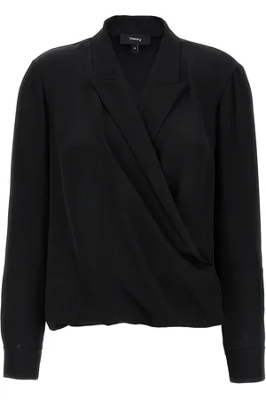 THEORY Pk Label Wrap Blouse