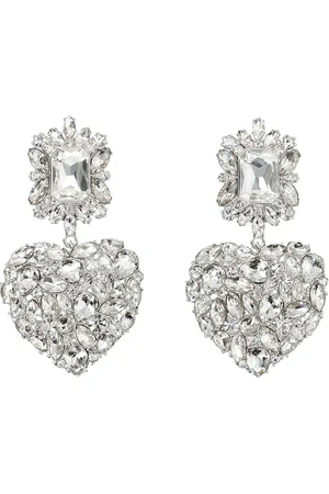 Self-Portrait Crystal Heart Tiered Earrings