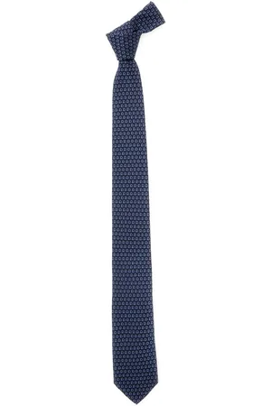 Salvatore Ferragamo Blue Tie With All-over Mini Logo Print In Silk Man