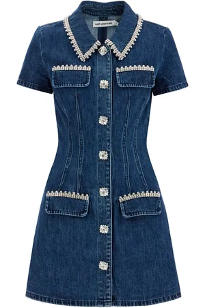 Self-Portrait Denim Collared Mini Dress