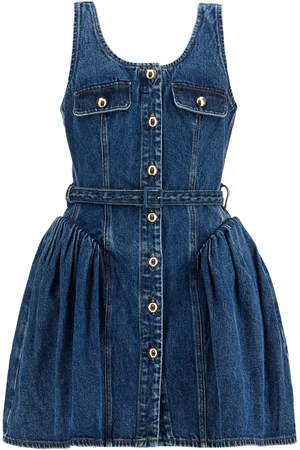 Self-Portrait Flared Denim Mini Dress