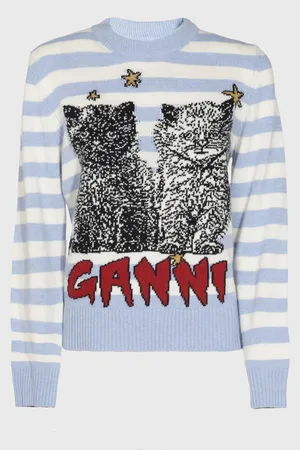 Ganni Blue Wool Knitwear