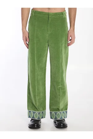 VALENTINO Velvet Trousers With Jacquard Hems
