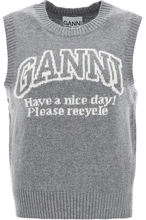Ganni Grey Wool Knitwear