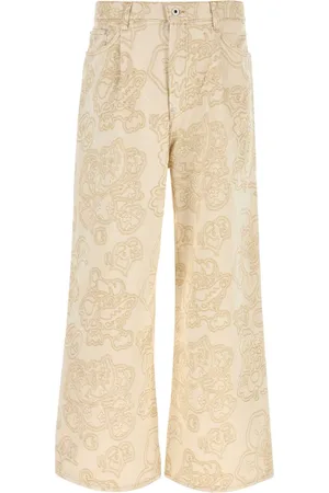 Kenzo Embroidered Denim Wide-leg Jeans