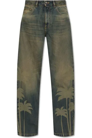 Palm Angels Laser Palm Wide Leg Jeans
