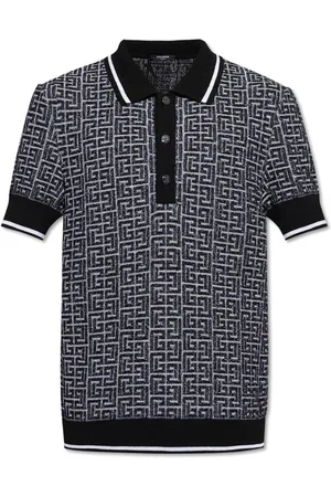 Balmain Monogram Short-sleeve Polo Shirt
