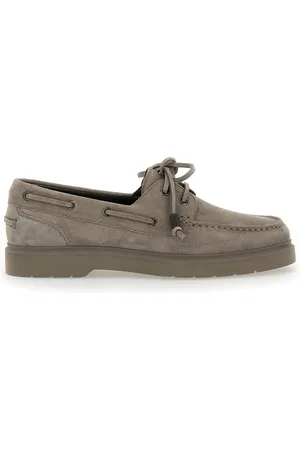 Brunello Cucinelli Boat Loafers With Jewelry Details In Suede