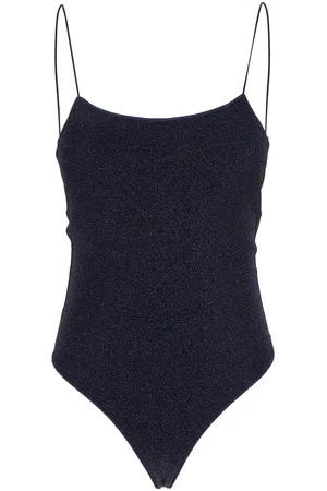 Oseree Lumière Maillot Blue Swimsuit With Open Back In Lurex Woman