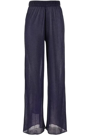 Oseree Lumiere Blue Pants With Elastic Waist In Tech Fabric Woman