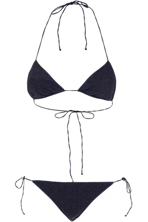 Oseree Lumiere Blue Bikini With Triangular Top And Tie Closure In Tech Fabric Woman