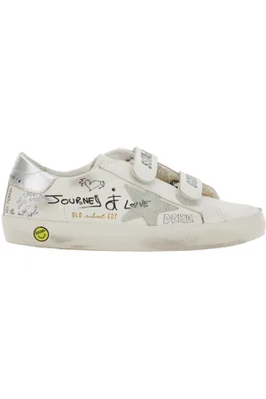 Golden Goose Old School Low-top Sneaker With All-over Writings In Leather For Girls