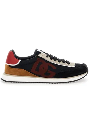 Dolce & Gabbana Aria Blue Running Sneakers With Logo Detail In Suede And Tech Fabric Man