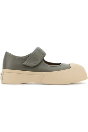 Marni Grey Leather Mary Jane Sneakers
