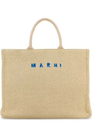 Marni Ivory Raffia Shopping Bag