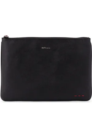 Kiton Leather Clutch With Frontal Logo