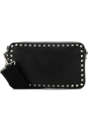 VALENTINO GARAVANI Black Leather Rockstud Crossbody Bag