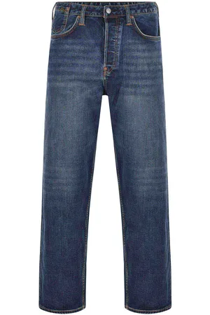 Evisu Jeans In Dark Denim Cotton Blend.
