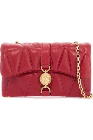 VERSACE Cleio Small Red Leather Crossbody Bag