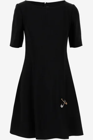 VERSACE Opaque Satin Flared Mini Dress With Brooch