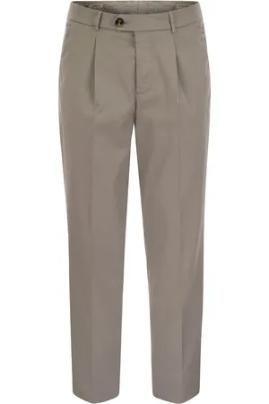 Brunello Cucinelli Garment-dyed Leisure Fit Trousers In American Pima Comfort Cotton With Pleats