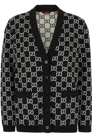Gucci Embroidered Stretch Wool Blend Reversible Cardigan