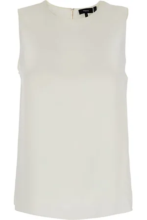 THEORY Straight Shell T-shirt With Round Neck In Silk Woman