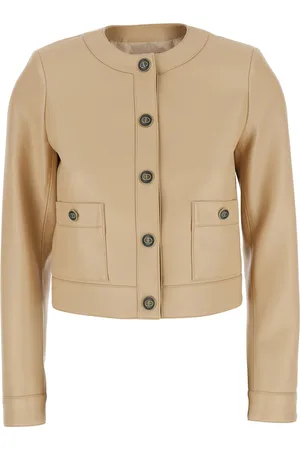 Twin-Set Crewneck Jacket With Logo Buttons In Leather Woman