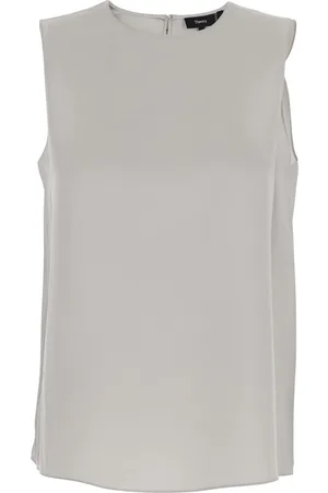 THEORY Straight Shell T-shirt With Round Neck In Silk Woman