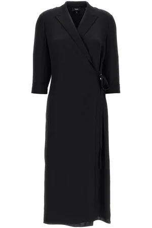 THEORY Lapel Tied Waist Maxi Dress