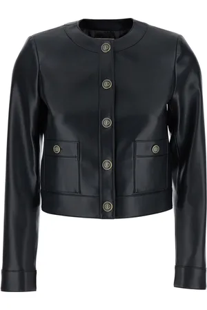 Twin-Set Crewneck Jacket With Logo Buttons In Leather Woman