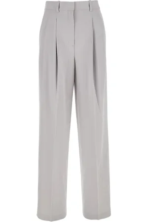 THEORY Metallic Pants With High Waist And Front Pences In Tech Fabric Woman