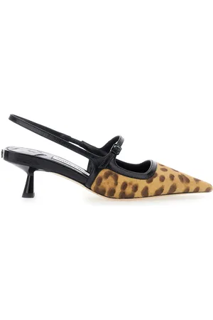 Jimmy Choo Didi Slingback Pumps With Leopard Motif And Sculpted Heel In Leather Woman