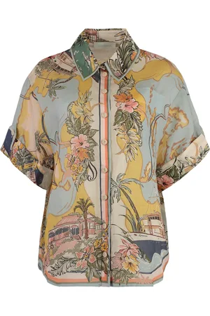 ZIMMERMANN Tallow Printed Short Sleeved Shirt