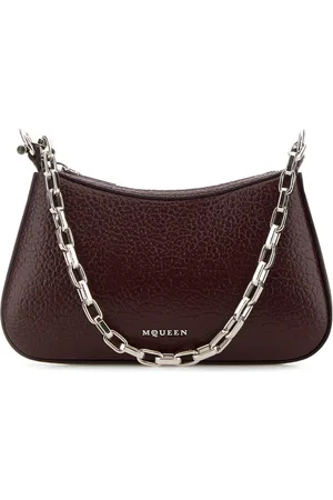 Alexander McQueen Burgundy Leather Mini T-bar Handbag